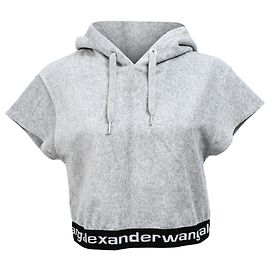 Sudadera corta Alexander Wang T. en terciopelo gris