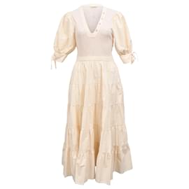 Vestido midi con volantes Wilda de algodón crema de Ulla Johnson