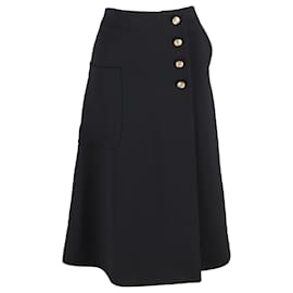 Mulberry Midi-Rock mit Knöpfen aus schwarzem Polyester