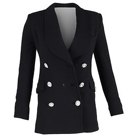 Blazer de doble botonadura en lana negra con botones de cristal de Alessandra Rich