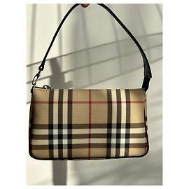 Nuova borsa baguette Burberry beige con etichetta