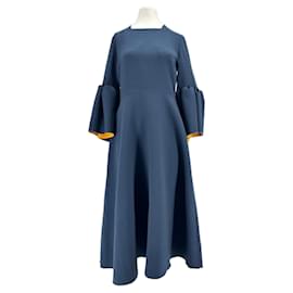 Vestido largo azul marino Roksanda