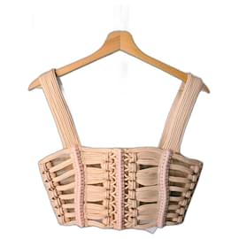 Top Balmain Rosa y Beige de Poliamida Talla 36