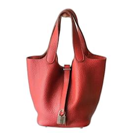 Hermès Picotin 18 Borsa in pelle taurillon clémence rossa