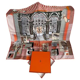 Sciarpa di seta Hermès Grand Théâtre Nouveau arancione
