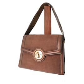 Borsa Hermès Attelle in tela e pelle box marrone