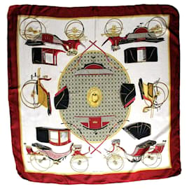 Hermès Seidentuch Weiß und Burgund 90x90