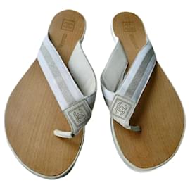 CHANEL Infradito in legno bianchi T41