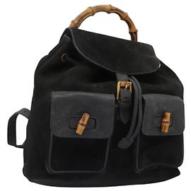 Zaino Gucci Bamboo Camoscio Nero Oro 003 1998 0016 Auth th6031
