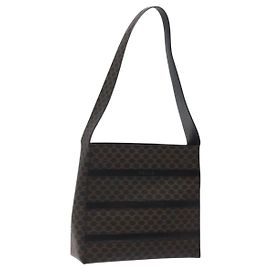 Céline Borsa a spalla in tela Macadam CELINE in pelle PVC nera e oro Auth yk18139