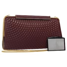 BALLY Borsa a Spalla in Pelle Trapuntata con Catena Bordeaux Oro Auth 123134 - Bally