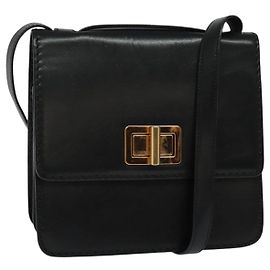 Chloé Borsa a Spalla Chloe in Pelle Nera Oro Auth 123811