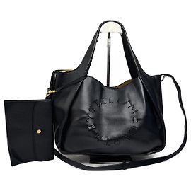 Stella Mc Cartney Borsa logo in pelle vegana nera Vintage Stella e Cartney