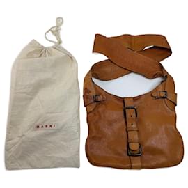 Vintage Marni Leder Schultertasche braun orange
