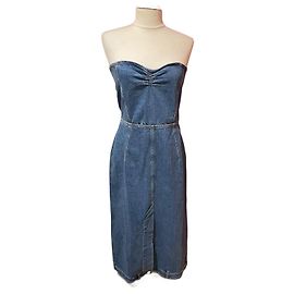 Autre Marque AZ Factory Denim Edition Series 1 Trägerloses langes Kleid Blau
