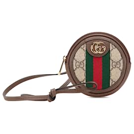 Pochette Gucci Beige Mini GG Supreme Ophidia con scollo rotondo