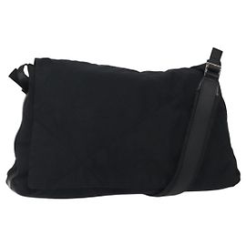 Borsa a spalla Salvatore Ferragamo in nylon nero Auth 121472
