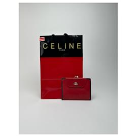 Céline Portefeuille en cuir monogramme vintage Celine Paris rouge