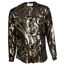 Saint Laurent, chemise dorée métallique avec motif paisley