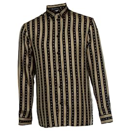 Camisa Versace con estampado greca negro y dorado