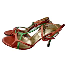 DOLCE & GABBANA sandali nuovi in raso arancione e verde taglia 38 - Dolce & Gabbana