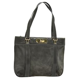 Céline Borsa a mano CELINE in pelle scamosciata grigia e oro Auth BA2092