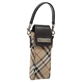 Pochette in nylon beige con motivo Nova Check Blue Label Burberrys, argento autentico 118134 - Autre Marque
