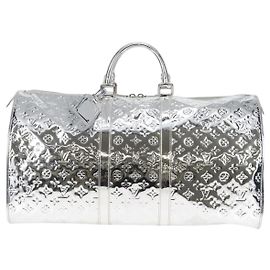LOUIS VUITTON Monogram Miroir Keepall 55 Borsa Argento M95275 Auth yk18156SM