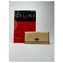 Céline Vintage Celine Paris Monogram Wallet cream brown