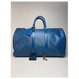 Borsa da viaggio vintage Louis Vuitton in pelle EPI blu