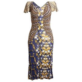 Abito Just Cavalli con stampa floreale blu in viscosa