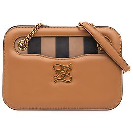 Borsa a spalla Fendi in vitello marrone Vitello King Nubuck Pequin Karligraphy