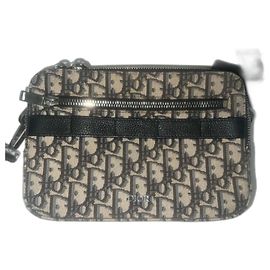 Christian Dior Borsa a tracolla Safari Jacquard Dior Oblique beige e nero