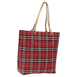 Bolso tote de nylon a cuadros Nova Burberry rojo Auth BA1829