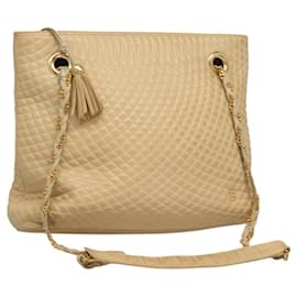 BALLY Borsa a Spalla in Pelle Trapuntata con Catena Beige Oro Auth BA1743 - Bally