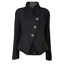 Chanel Neue Paris / Edinburgh Ikonische Schwarze Tartan Tweedjacke 38 FR