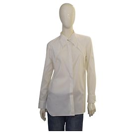 Issey Miyake Weißes Baumwollhemd mit Falten Details Größe 3