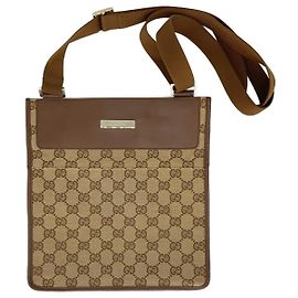 Borsa a spalla GUCCI GG classica in pelle beige e marrone – Stile 27639