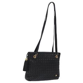 BALLY Borsa a Spalla Trapuntata in Pelle Nera e Oro Auth BA1832