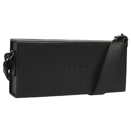 Borsa a spalla FENDI Box in pelle nera argento autentica 121070