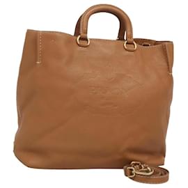PRADA Borsa a mano in pelle 2 vie beige oro Auth sw742 - Prada