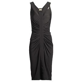 Vestido asimétrico drapeado negro John Galliano
