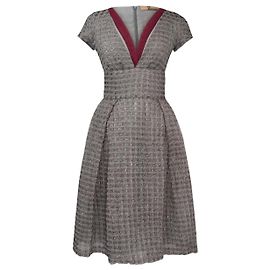 Abito midi in tweed grigio John Galliano