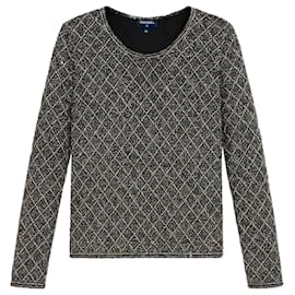 Chanel Pailletten Top Silber Langarm