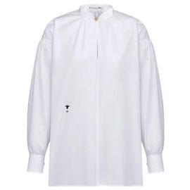 Camisa Christian Dior Blanca de Algodón con Bordado de Abeja