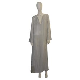 Autre Marque Vestido Caftán Twins a rayas blanco y negro M