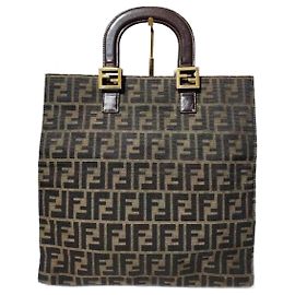 FENDI Vintage Zucca Canvas Tote Braun