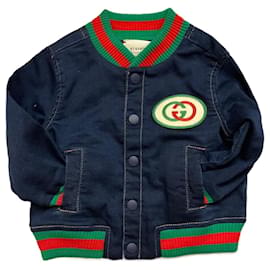 Gucci veste bomber bébé en denim bleu foncé