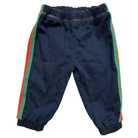 Pantalon en denim bleu Gucci Baby avec bandes vertes et rouges