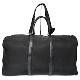 Borsa da viaggio in nylon tessuto nero con rifiniture Saffiano di Prada 60 cm